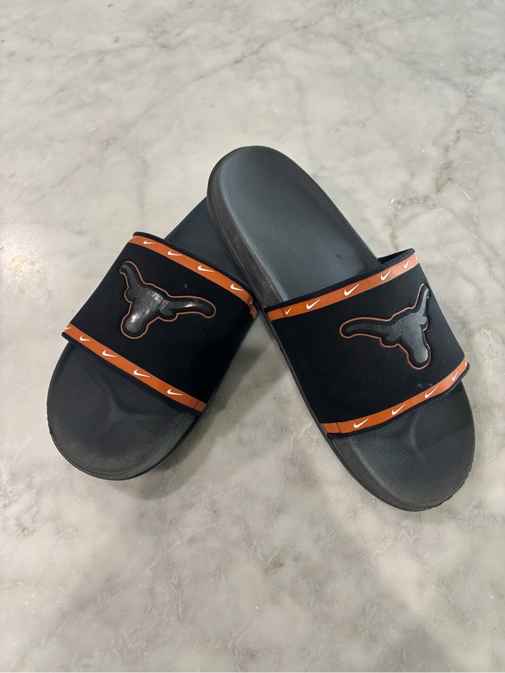 Nike Black and Burnt Orange Texas Longhorns University Logo Slide Sandals